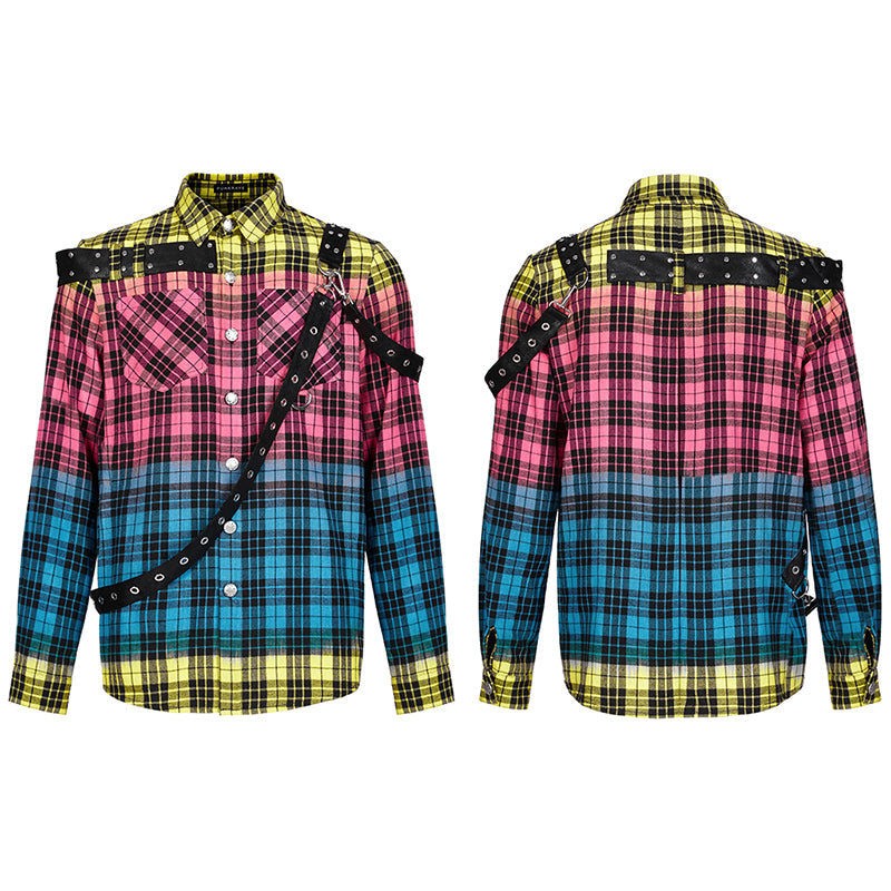 WY-1383CCM Punk Color Plaid Shirt