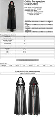 WY-1838DPF Gothic Coat Fur Hooded Sheer Black Cape Cloak