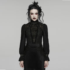 WY-1895CCF Victorian Lace Gothic Shirts Long Sleeve High Neck Blouse