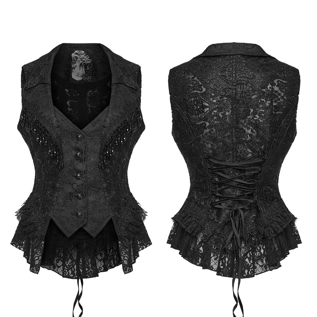 WY-1922MJF Gothic Vest Black Lace Brocade Corset Steampunk Victorian Style