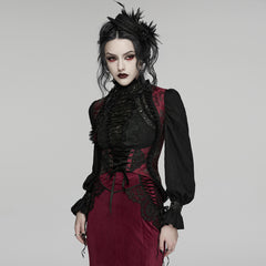 WY-1923MJF Gothic Vest Black Lace Brocade Steampunk Victorian Corset Top