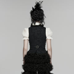 WY-1924MJF Gothic Vest Victorian Black Brocade Chain Detailing Sleeveless Waistcoat