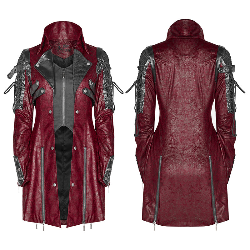Popular Punk Rave Jacket Y-349 Studded Special Hot Fit Leather Long Gothic Coat For Women?-??Punk Rave Clothing