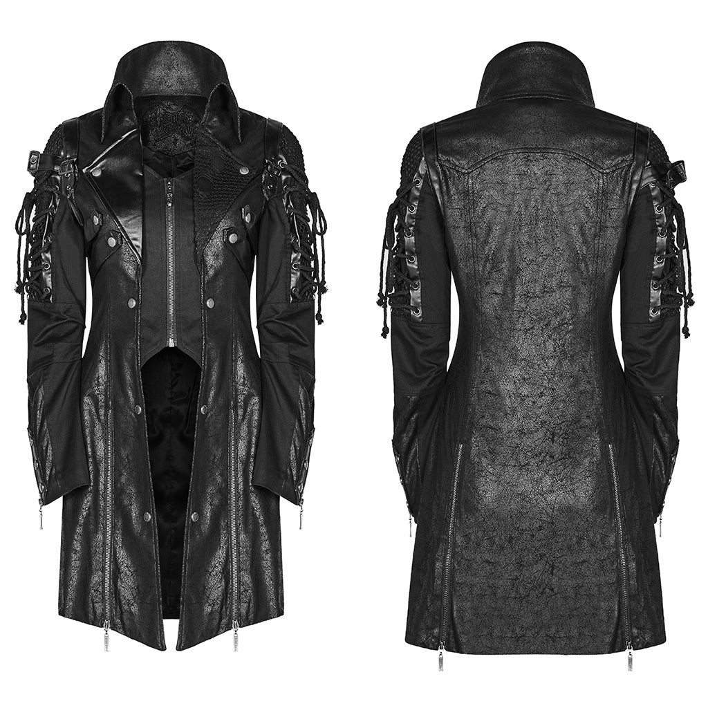 Popular Punk Rave Jacket Y-349 Studded Special Hot Fit Leather Long Gothic Coat For Women?-??Punk Rave Clothing